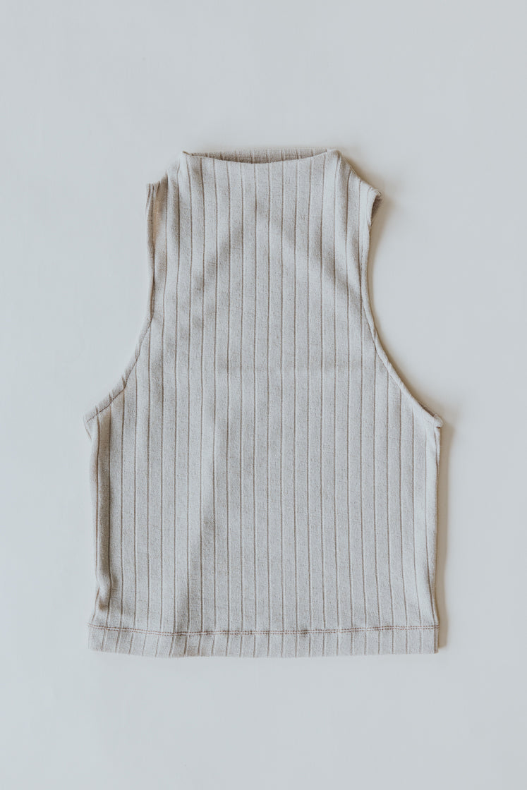Lexi Mock Neck Tank - Ivory Gold Sparkle