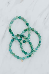 Wings Hawaii Amazonite stretchy bracelet with 14k gold-filled tag. Boho-chic jewelry hand made in Maui.  thumbnail