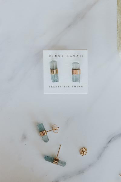 Banded Crystal Studs - Green Tourmaline | Gold Filled