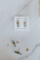 Banded Crystal Studs - Green Tourmaline | Gold Filled thumbnail