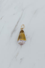 Wings Hawaii purple and green Cone Shell necklace charms in 14k gold-filled or sterling silver. Fine shell jewelry handcrafted in Maui. Modern beachy charm necklaces handmade with authentic Hawaiian sea shells.  thumbnail