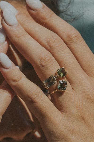 Double Prong Peridot Ring