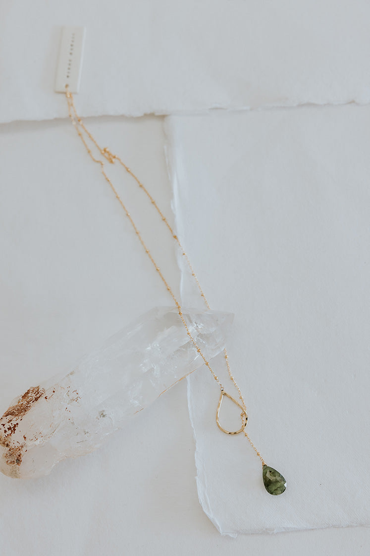 Lariat Necklace - Green Sapphire