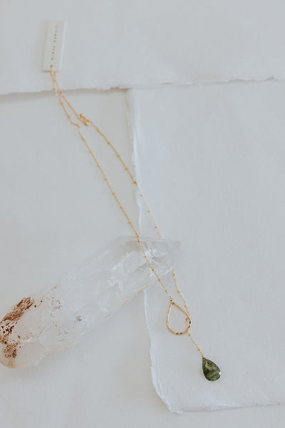 Lariat Necklace - Green Sapphire
