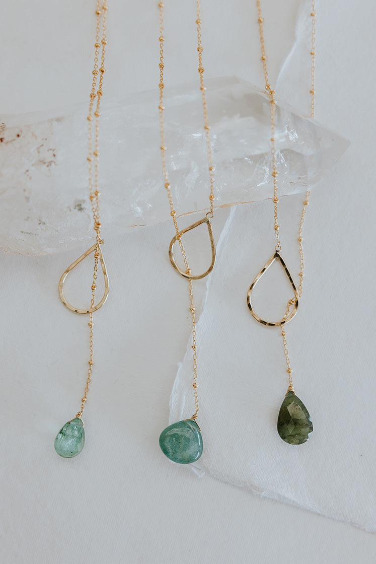 Lariat Necklace - Green Sapphire