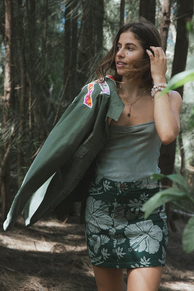 Retro Pocket Mini Skirt - Hana Forest