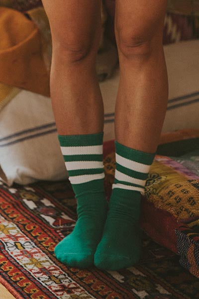 Green Stripe Tube Socks