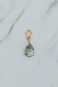 Wings Hawaii green gemstone necklace charms. Green Sunstone and 14k gold-filled. Fine jewelry handcrafted with aloha in Maui. 