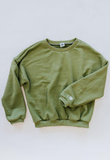 Wings Hawaii Green Sweatshirt in 100% cotton. Designed in Maui, made in Los Angeles, USA. Small batch, sustainable, beach-inspired, elevated essentials. Pair with our green joggers for a matching set. thumbnail