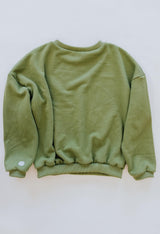 Wings Hawaii Green Sweatshirt in 100% cotton. Designed in Maui, made in Los Angeles, USA. Small batch, sustainable, beach-inspired, elevated essentials. Pair with our green joggers for a matching set. thumbnail