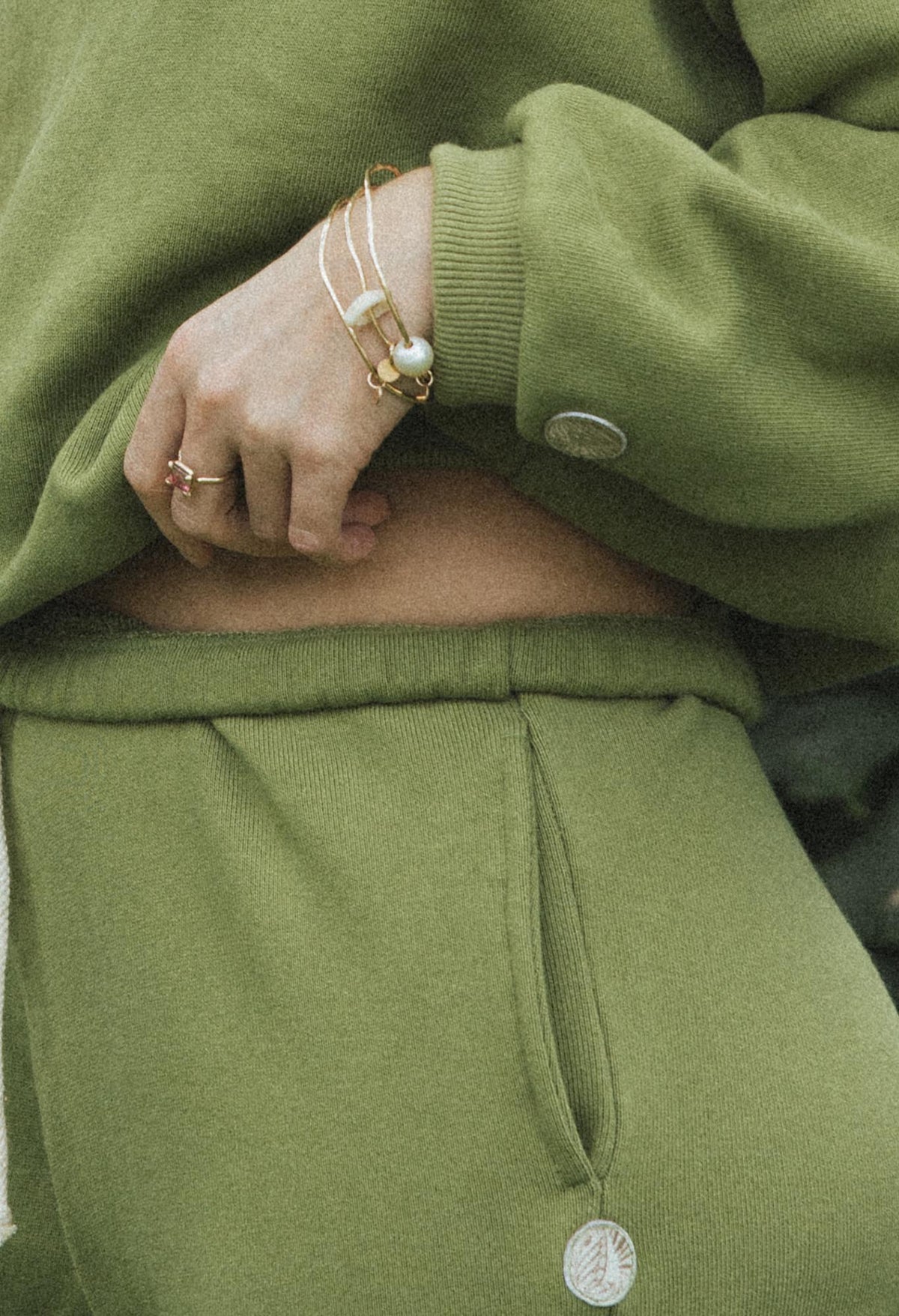 Wings Hawaii Green Sweatshirt and Joggers in 100% cotton. Designed in Maui, made in Los Angeles, USA. Small batch, sustainable, beach-inspired, elevated essentials. 