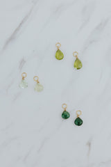 Wings Hawaii green tones earring charms in 14k gold-filled. Emerald, tourmaline, and peridot. Fine jewelry handcrafted in Maui.  thumbnail