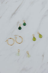 Wings Hawaii green tones earring charms in 14k gold-filled. Emerald, tourmaline, and peridot. Fine jewelry handcrafted in Maui.  thumbnail