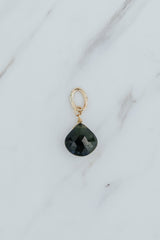 Wings Hawaii dark green Tourmaline necklace charm in 14k gold-filled. Fine jewelry handcrafted in Maui.  thumbnail