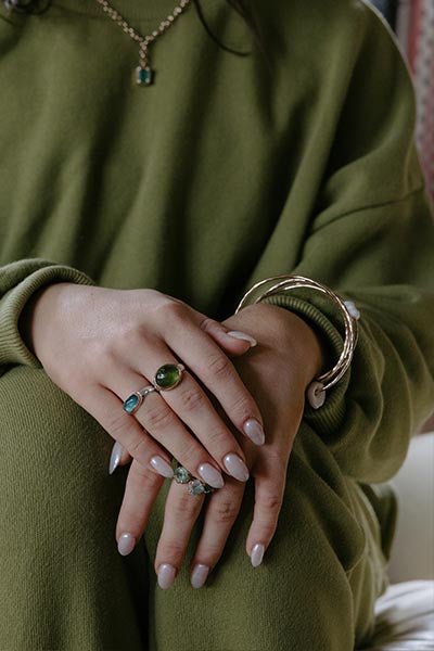 Crown Vesuvianite Garnet Ring - 14k