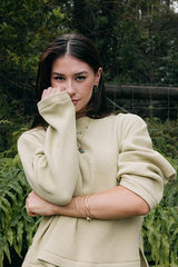 Boxy Waffle Mock Neck - Celery thumbnail