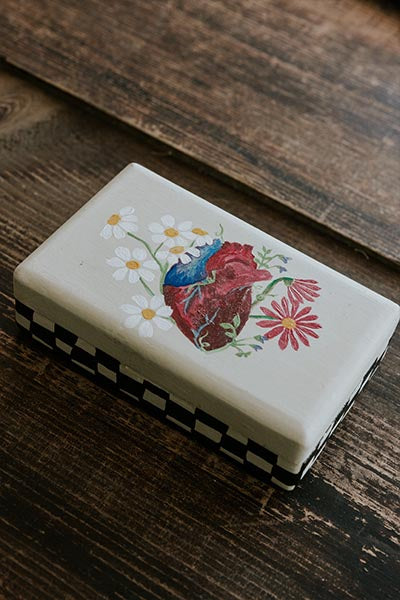 Hand Painted Jewelry Box - Blooming Heart