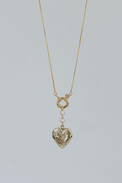 Wings Hawaii gold heart locket necklace