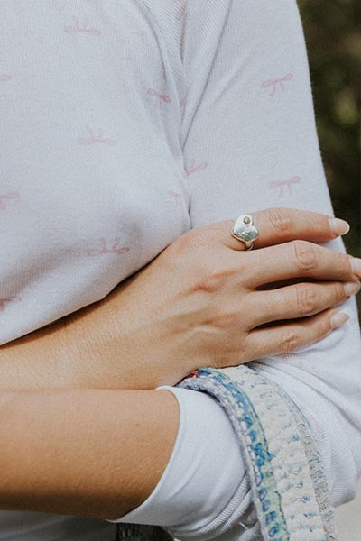 Wings Hawaii Diamond Heart Ring - Sterling silver and 14k gold with diamond