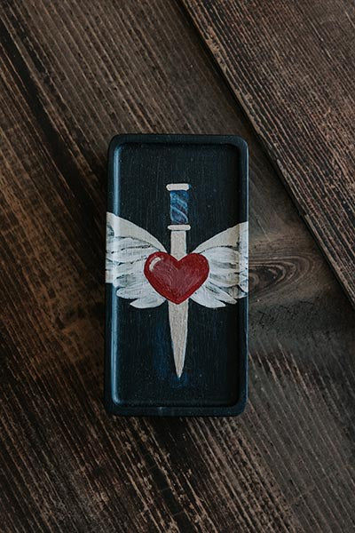Hand Painted Jewelry Box - Heart + Wings