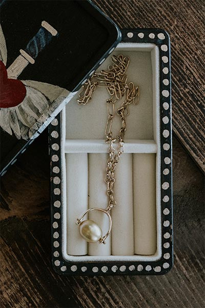 Hand Painted Jewelry Box - Heart + Wings