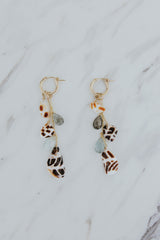 Shell Pile Charm Hoops | Hebrew Cone Shell + Aquamarine thumbnail