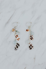 Shell Pile Charm Hoops | Hebrew Cone Shell + Aquamarine thumbnail