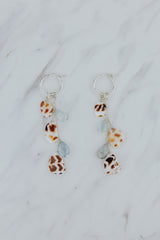 Shell Pile Charm Hoops | Hebrew Cone Shell + Aquamarine thumbnail