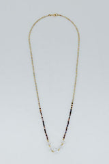 Beaded Necklace - Sapphire + Moonstone + Herkimer thumbnail