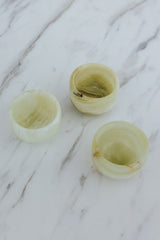 Wings Hawaii jade green striped onyx jewelry bowls. Small dishes for holding trinkets. Unique gifts and home decor from Maui. 