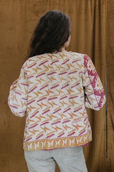 Vintage Kantha Jacket - Saffron Glow