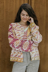 Vintage Kantha Jacket - Saffron Glow thumbnail