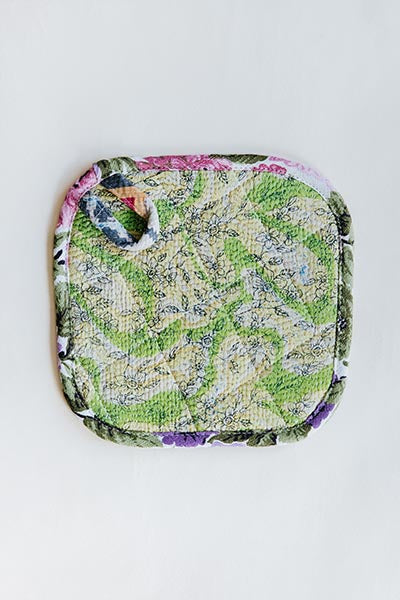 Kantha Pot Holder - Pink Border