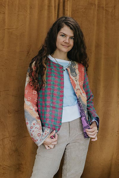 Vintage Kantha Jacket - Ocean Blossom