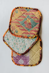 Kantha Pot Holder - Brown Border thumbnail