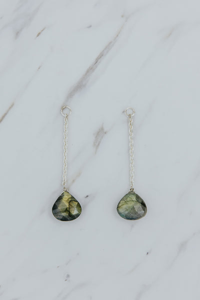 Earring Charms - Drop Chain Labradorite