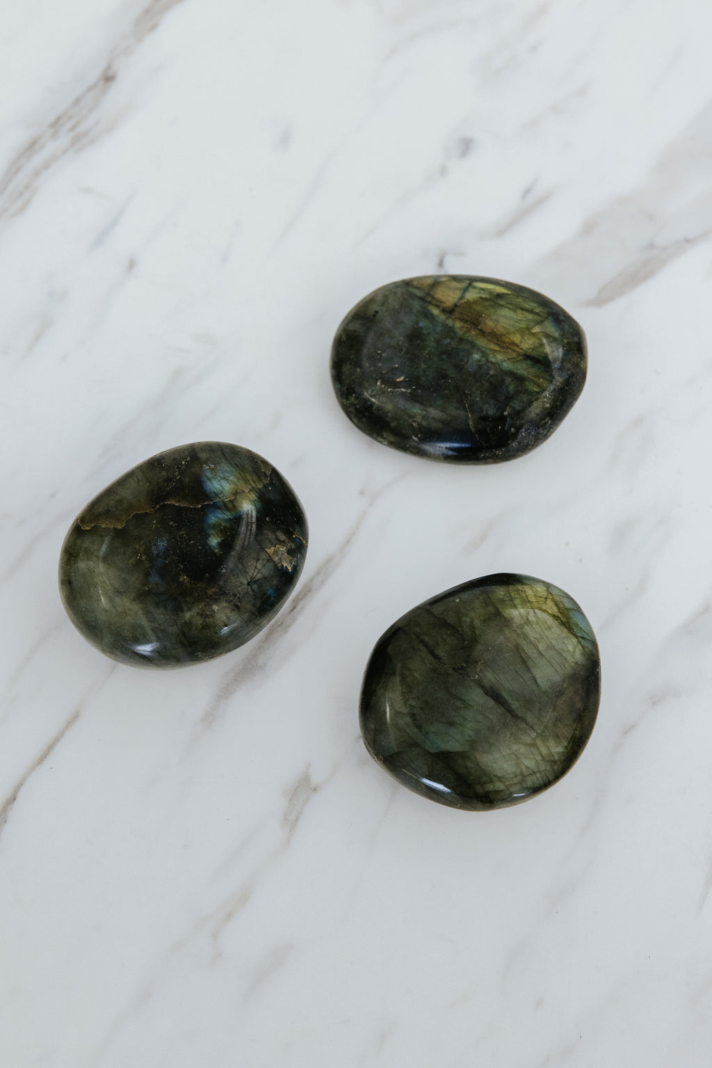 Wings Hawaii Labradorite palm stones for meditation, soothing sensory tools or home decor. 