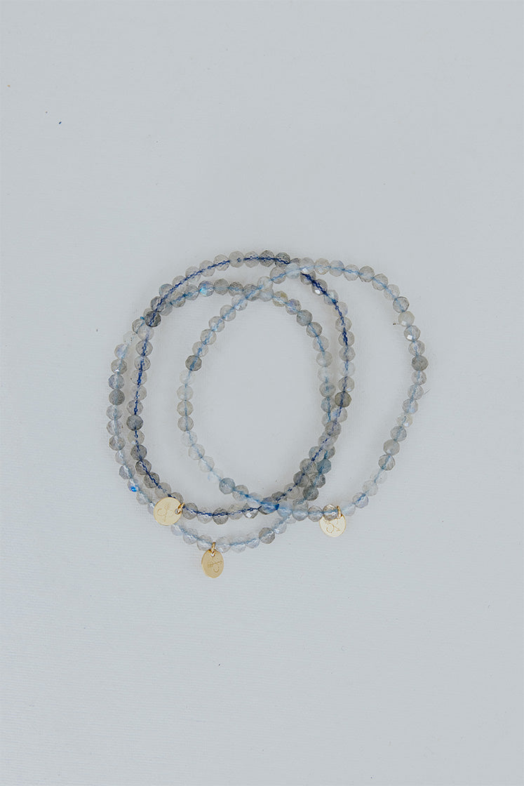 Stretchy Beaded Bracelet - Labradorite Faceted