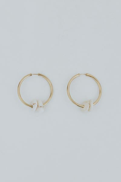 wings hawaii large endless hoop earrings with two puka shells in 14k gold fill