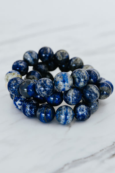 Stretchy Beaded Bracelet - Lapis Lazuli XL