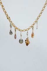 Wings Hawaii Luxe Link chain necklace in 14k gold-filled. Shown with clasp-on charms sold separately. 6mm rolo link chain in 14" or 17" lengths. Fine jewelry handmade in Maui. Add clasp-on charms to customize.  thumbnail