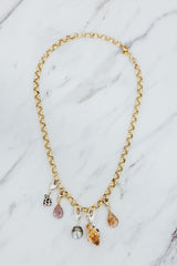 Wings Hawaii Luxe Link chain necklace in 14k gold-filled. Shown with clasp-on charms sold separately. 6mm rolo link chain in 14" or 17" lengths. Fine jewelry handmade in Maui. Add clasp-on charms to customize.  thumbnail