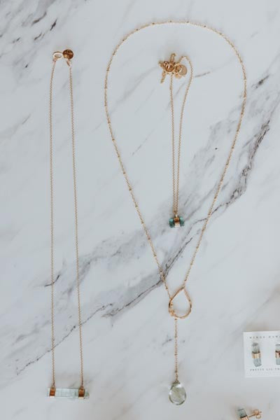 Lariat Necklace - Green Sunstone