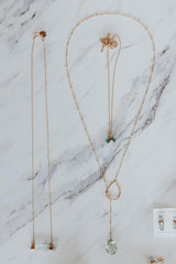 Lariat Necklace - Green Sunstone