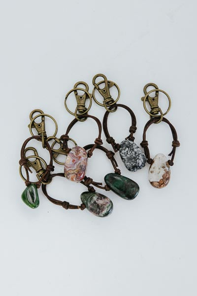 Leather Crystal Keychains - B