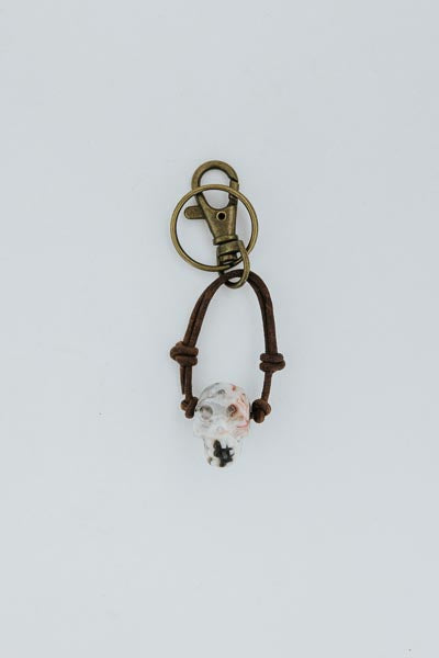 Leather Crystal Skull Keychains