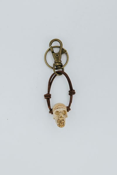 Leather Crystal Skull Keychains