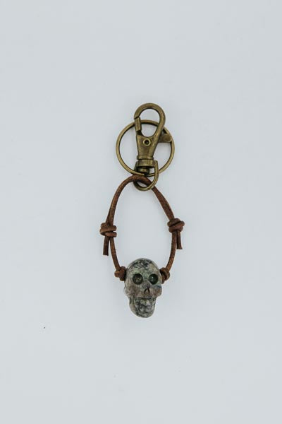 Leather Crystal Skull Keychains