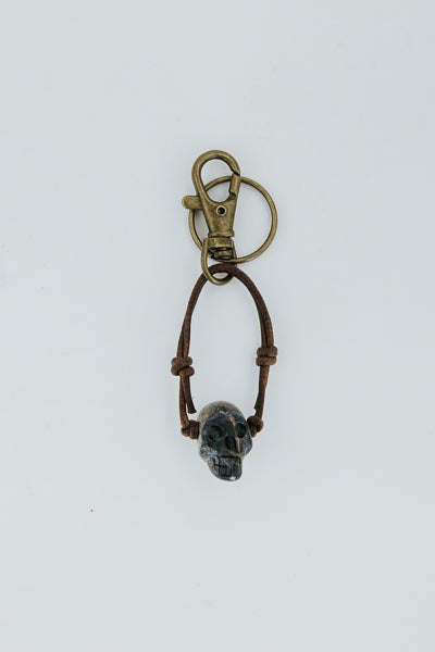 Leather Crystal Skull Keychains
