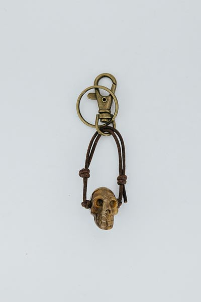 Leather Crystal Skull Keychains